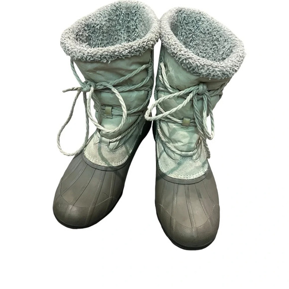 Sperry Syren Strait Oat Winter Bone Lace Up Boots snow rain faux fur pull on 8.5 - Picture 1 of 12